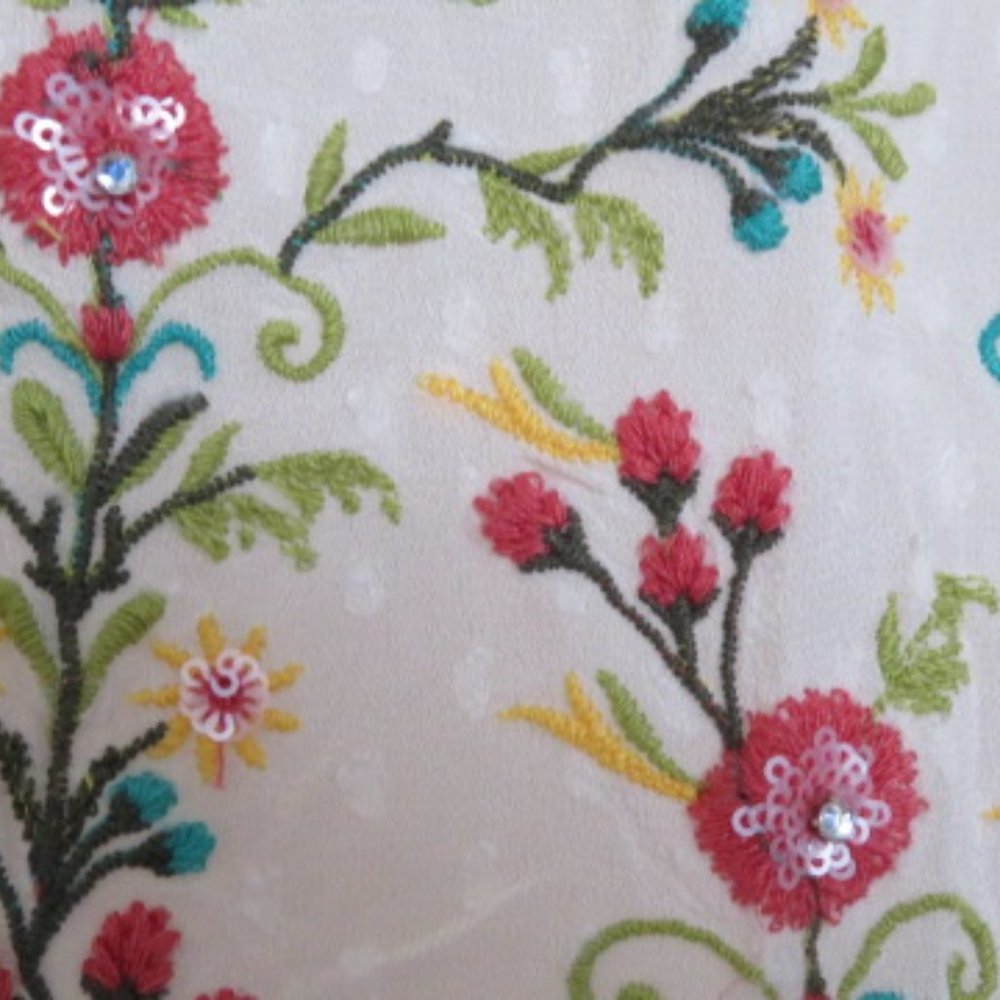 Sheer Embroidered Gauzy MAXI Dress Keyhole Back No Label XS/S (K319) - Picture 5 of 9
